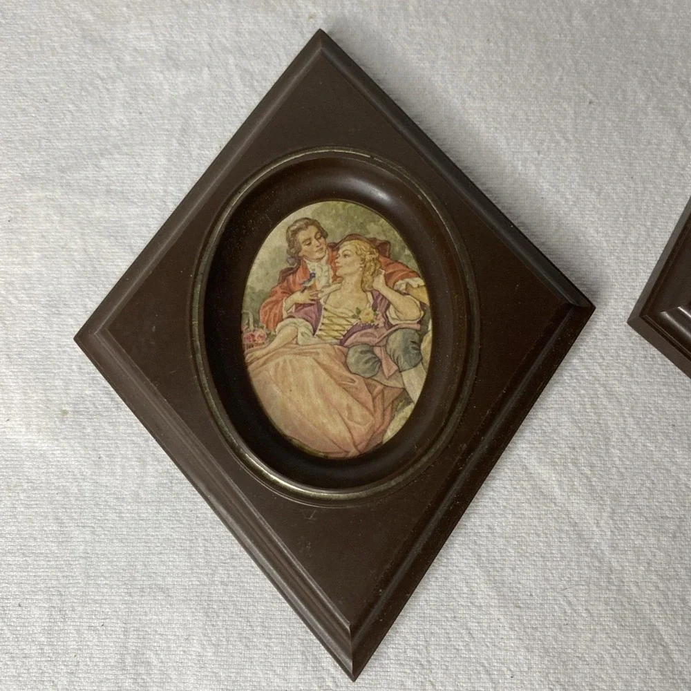 Set Of 2 Vintage Brown Plastic Picture Frames